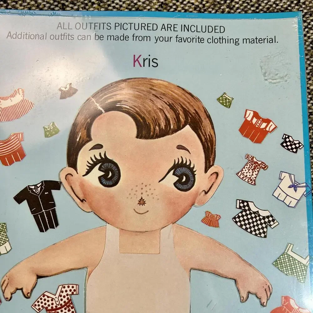 1970s Kotton Kutie Magic Touch-On Cotton Clothes Paper‎ Doll Unused